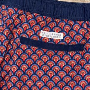 Fair Harbor Anchor Swim Trunks Lined Men's Large Red Geometric Pattern 8"